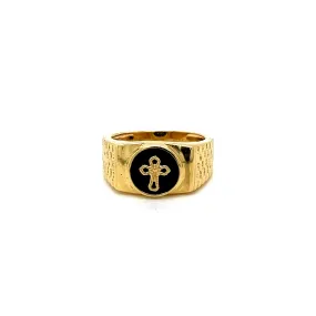 14K Gold Plain Cross Ring