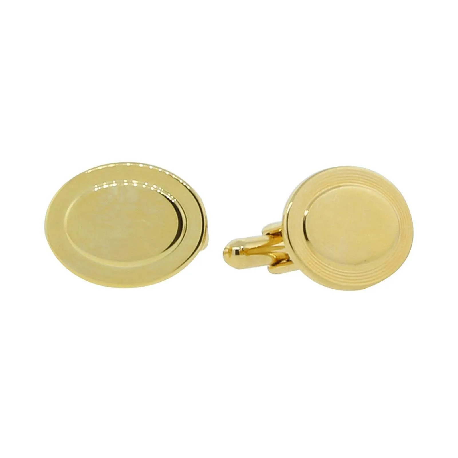 1928 Jewelry Gold Classic Oval Groove Cufflinks