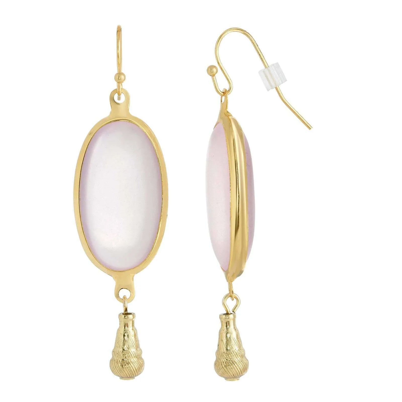 1928 Jewelry Oval Matte Rose Pink Stone Teardrop Bead Drop Earrings