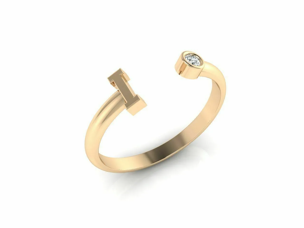 22k Ring Sold Yellow Gold Ladies Jewelry Simple I Letter Design CGR46