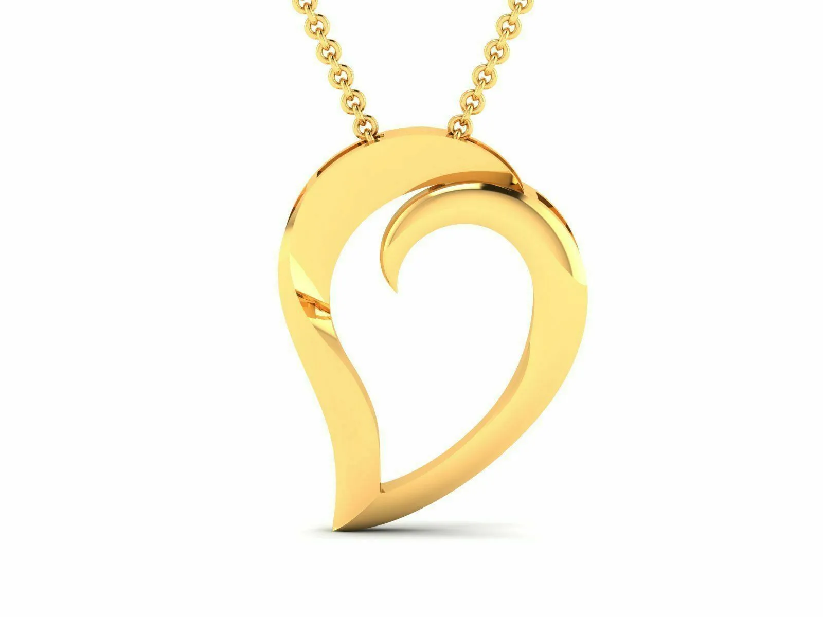 22k Solid Yellow Gold Ladies Jewelry Elegant Heart Shape Pendant CGP28