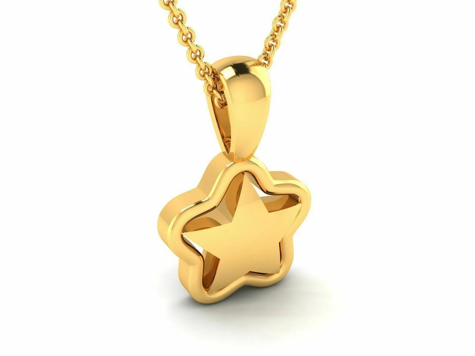 22k Solid Yellow Gold Ladies Jewelry Elegant Star Shape Pendant CGP27