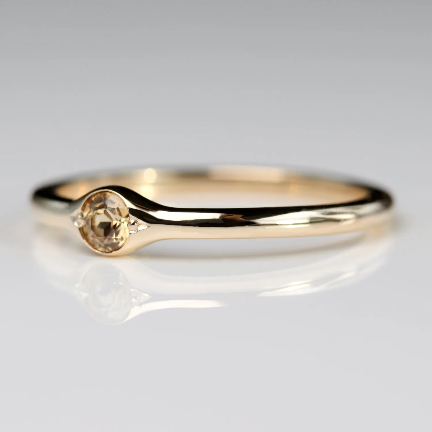 3mm Bump Ring with Lab-grown Orange Sapphire