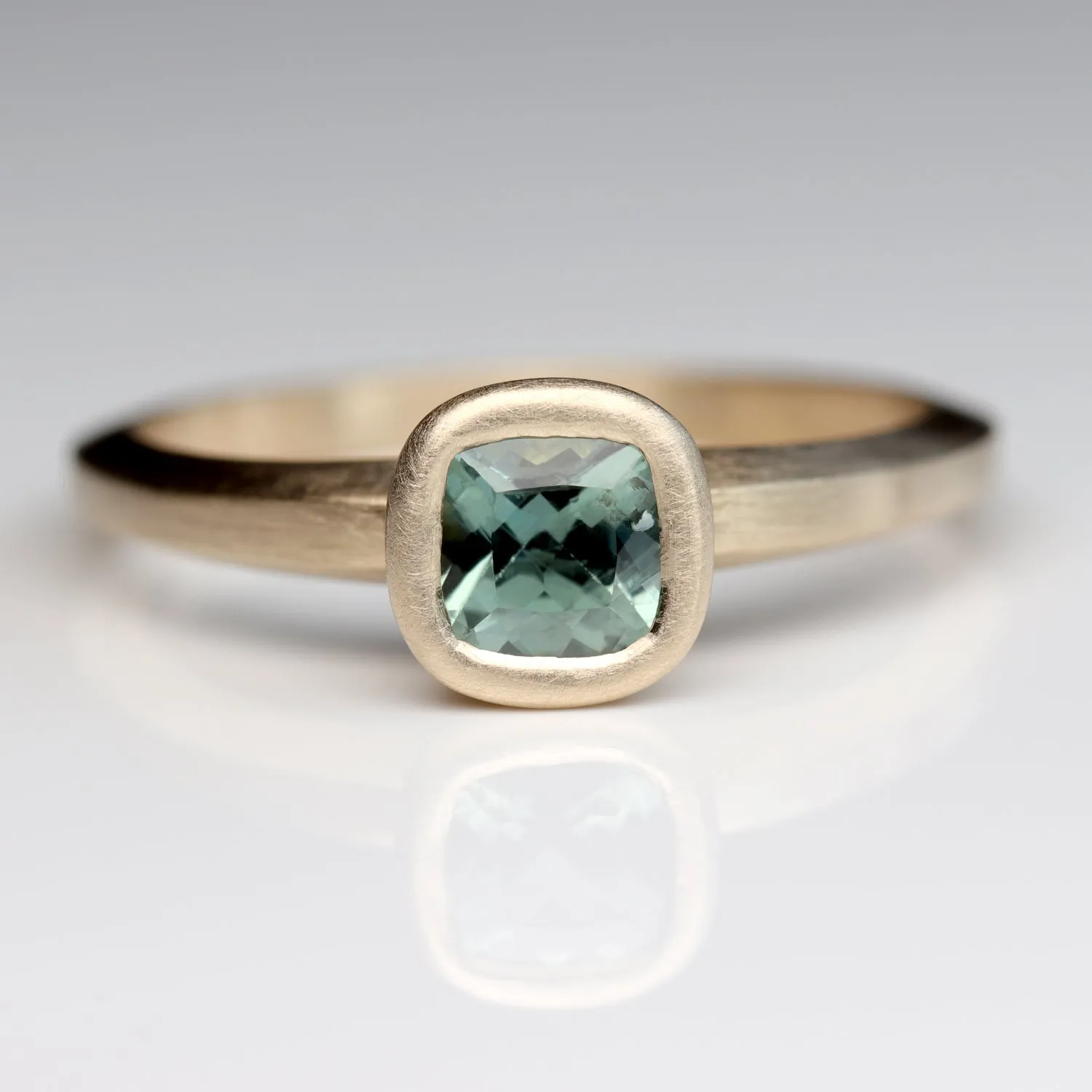 5mm Deco Cushion Engagement Ring with Malawi Sapphire