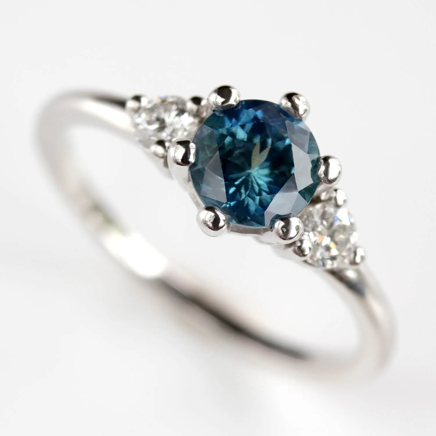 6mm Prong-set Three Stone Ring with Montana Sapphire