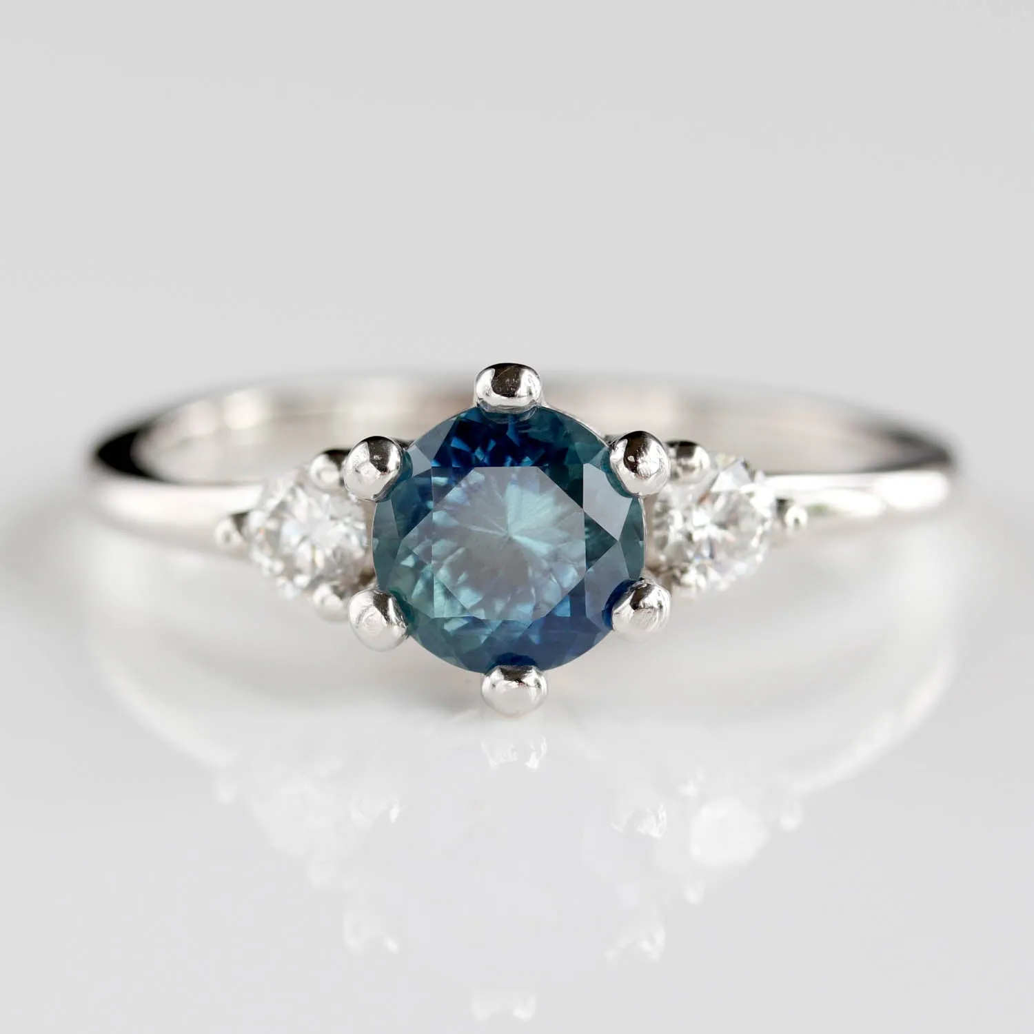 6mm Prong-set Three Stone Ring with Montana Sapphire