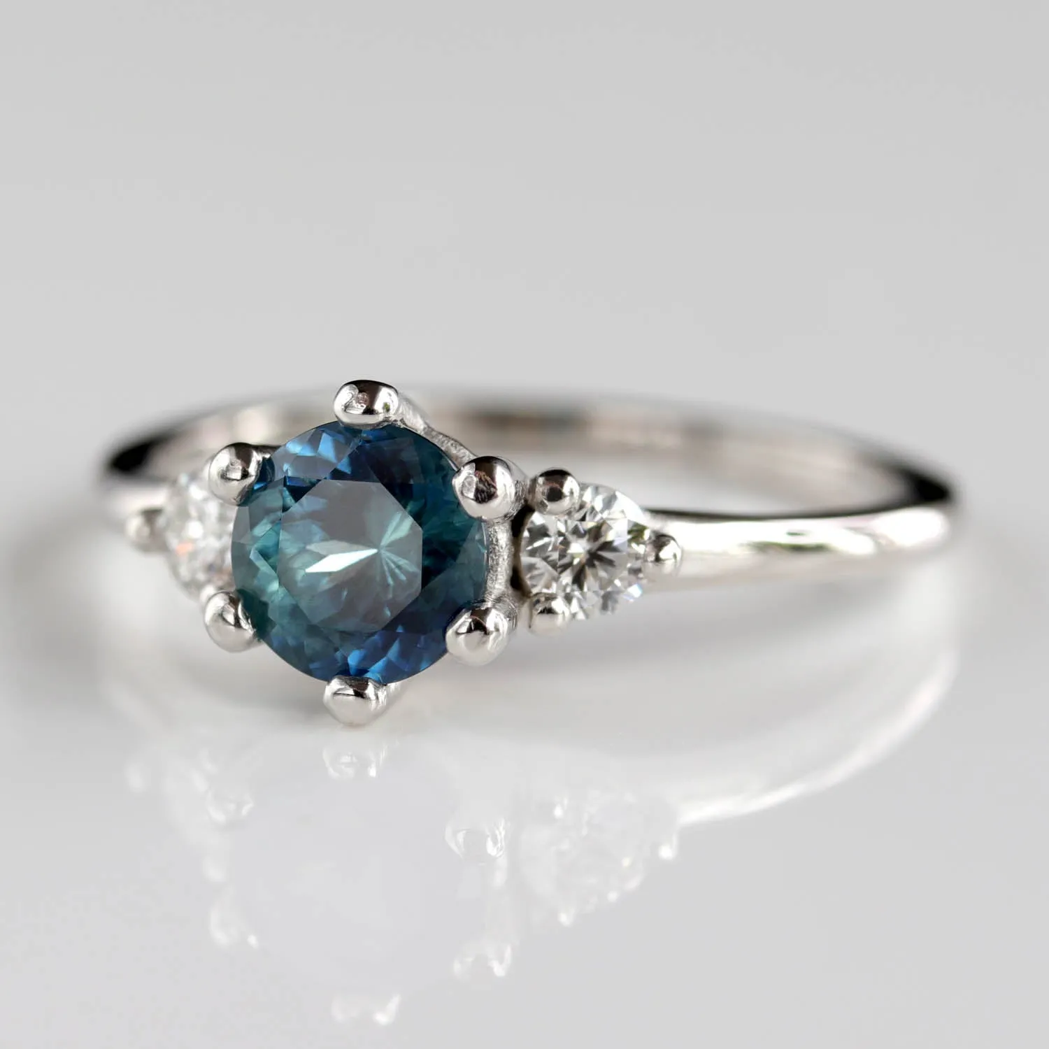 6mm Prong-set Three Stone Ring with Montana Sapphire