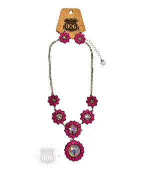 806 Fuchsia Daisy AB Necklace Set