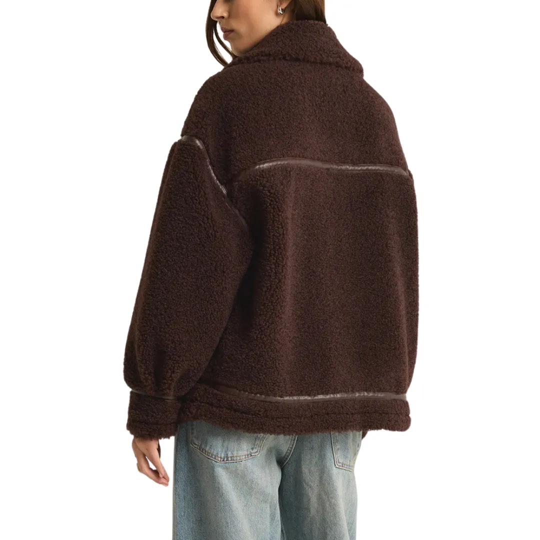 ARI SHERPA COAT DARK CHOCOLATE