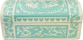 Artisan Deco Jewelry Box- (teal & cream)