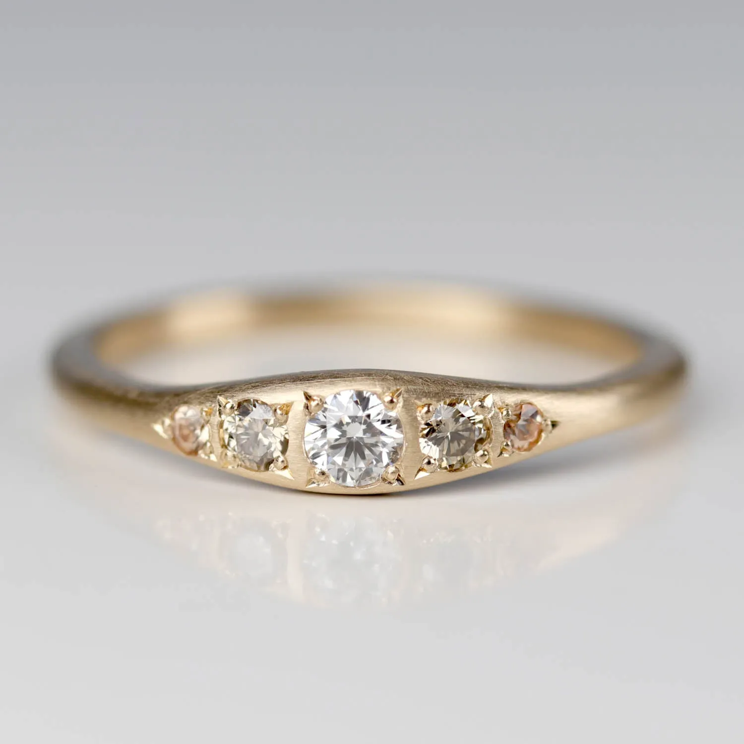 Bead-set Five Stone Ring with Champagne Diamonds