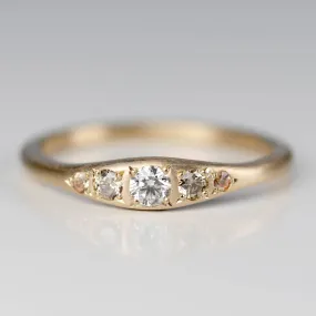 Bead-set Five Stone Ring with Champagne Diamonds