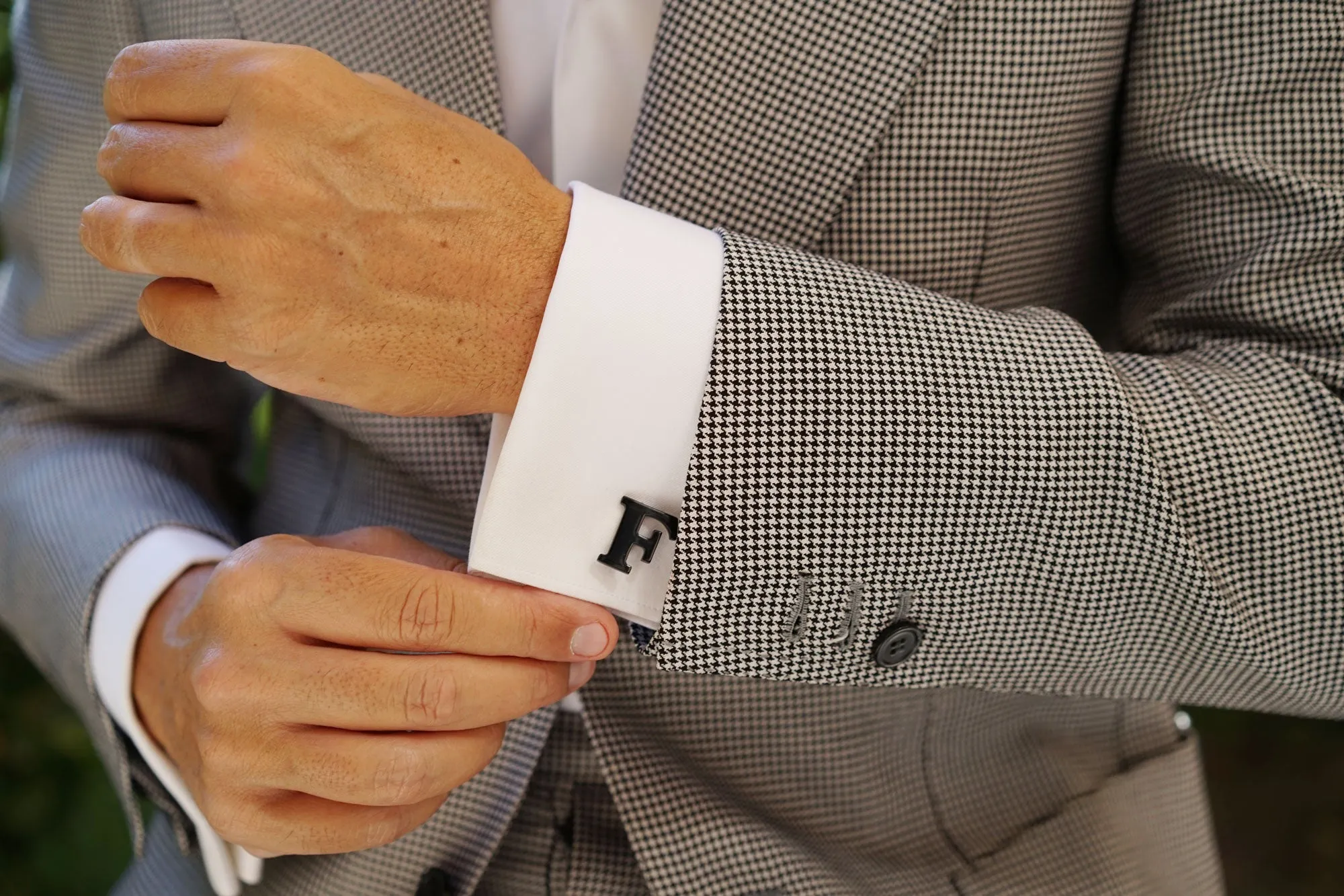 Black And Gold Letter F Cufflinks