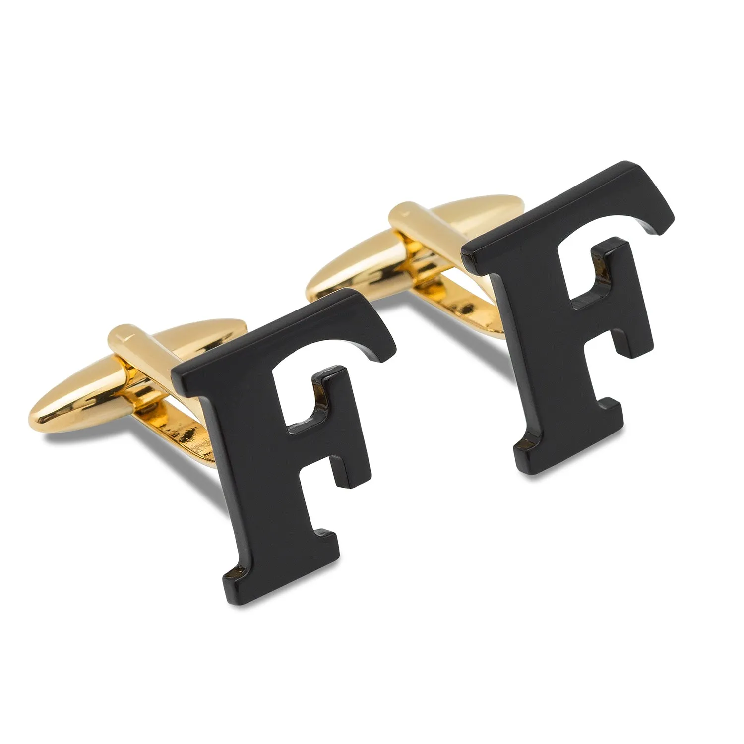 Black And Gold Letter F Cufflinks