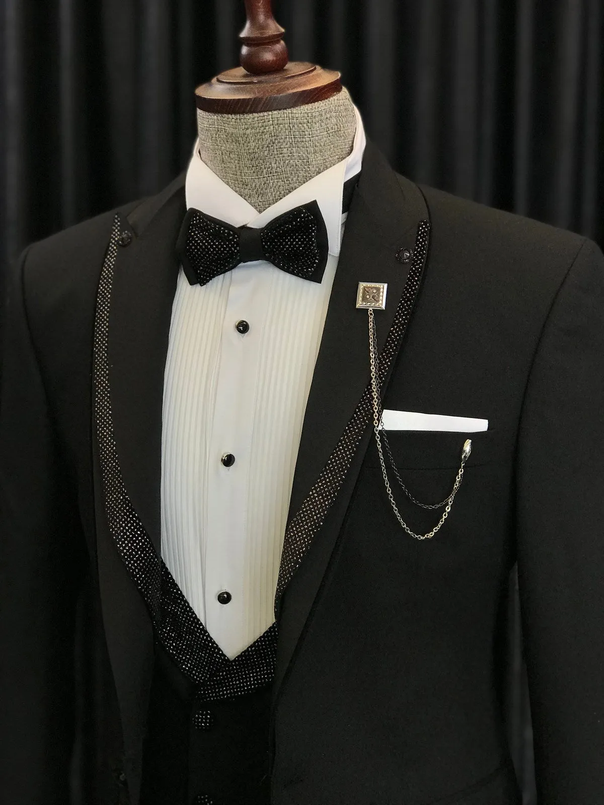 Bojoni Cagliari Black Slim-Fit Tuxedo 3-Piece