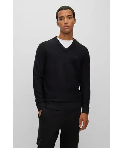 Boss Wool-blend regular-fit sweater with logo detail