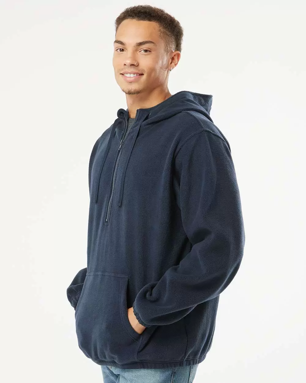 Burnside Clothing 3600 Polar Fleece Quarter-Zip Scuba Hooded Pullover SKU: 3600