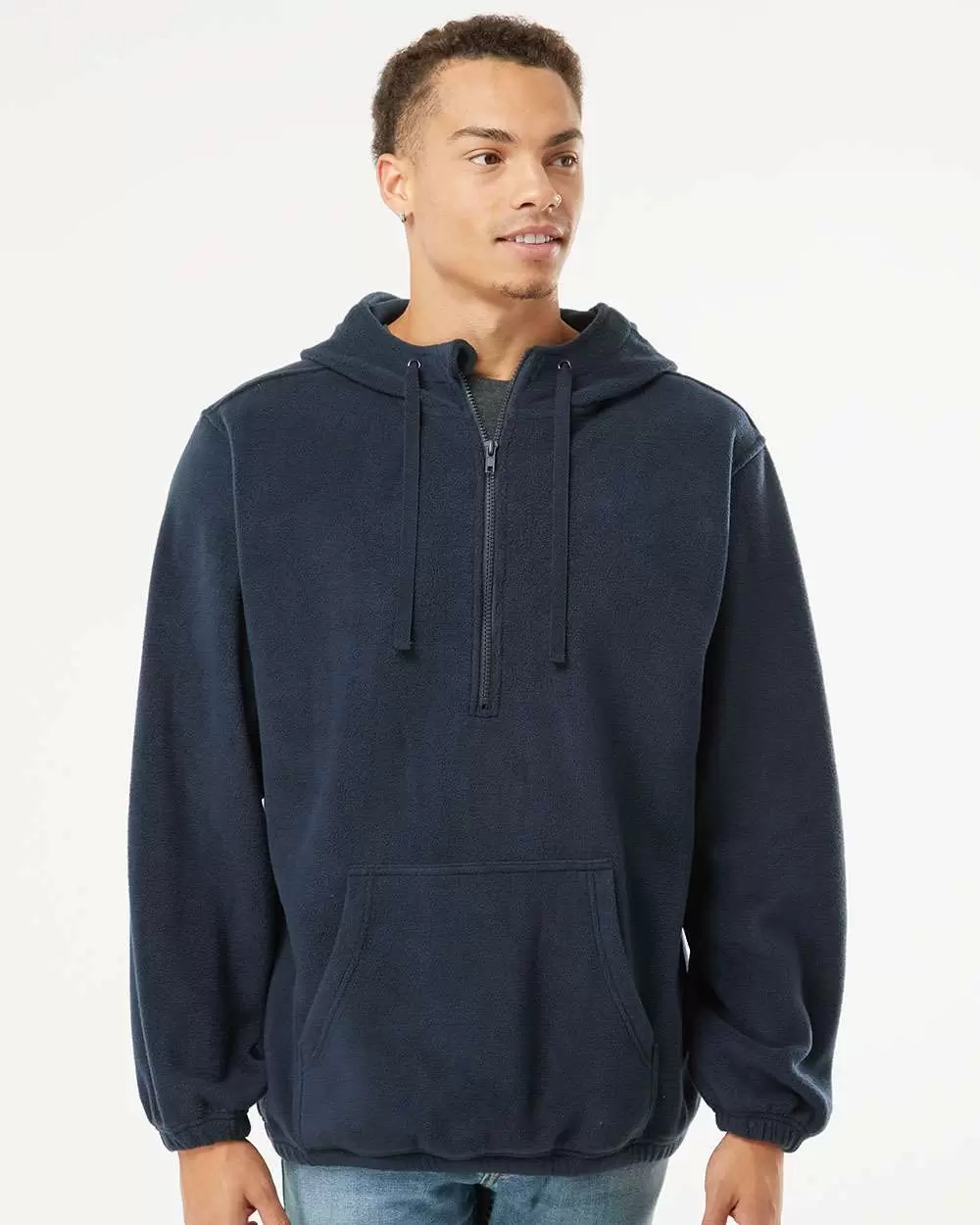 Burnside Clothing 3600 Polar Fleece Quarter-Zip Scuba Hooded Pullover SKU: 3600