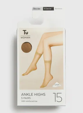 Buy Bamboo Nude 15 Denier Ankle Tights 5 Pack One Size | Tights | Tu