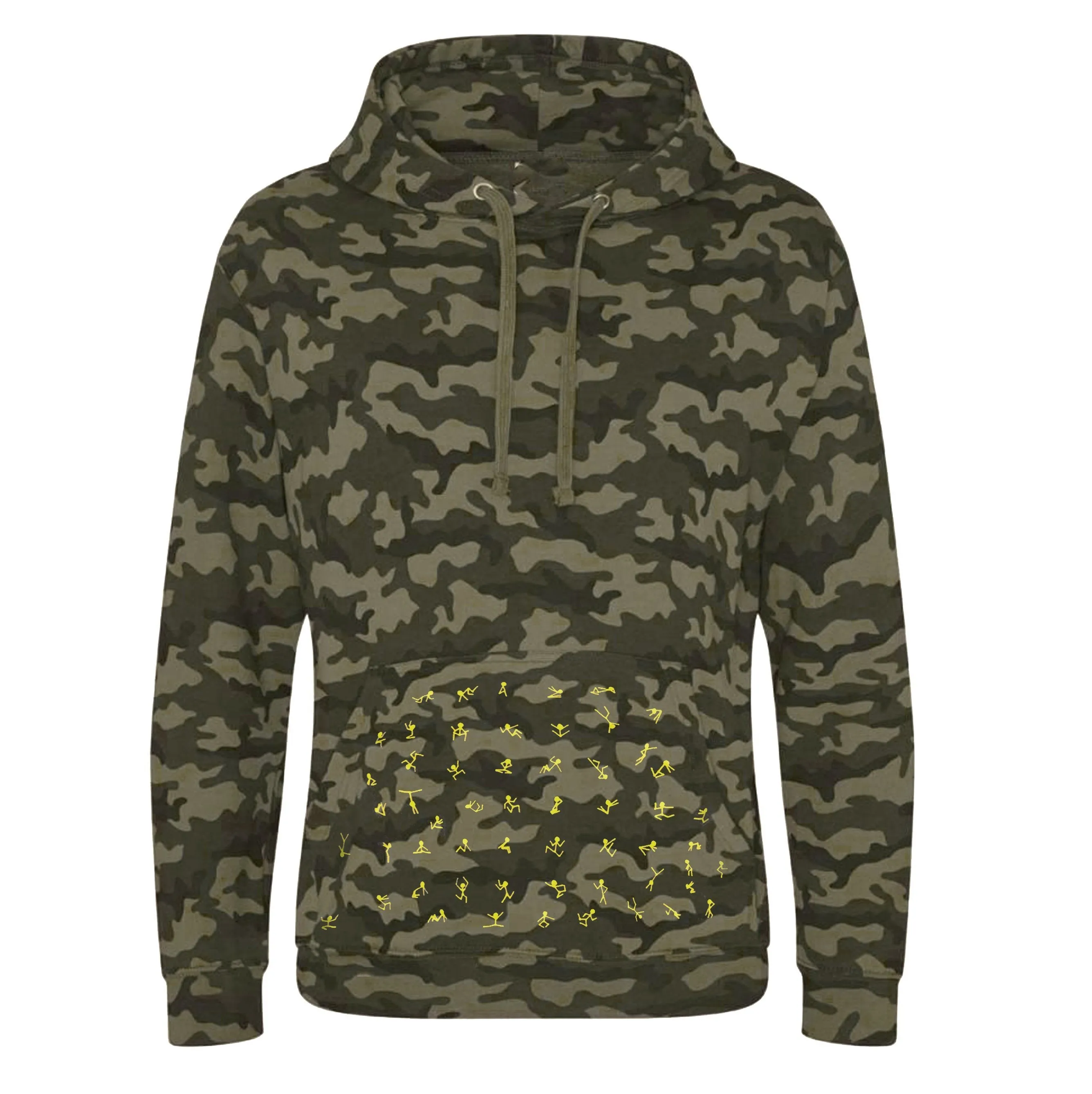 Camouflage unisex hoodie, stickmen