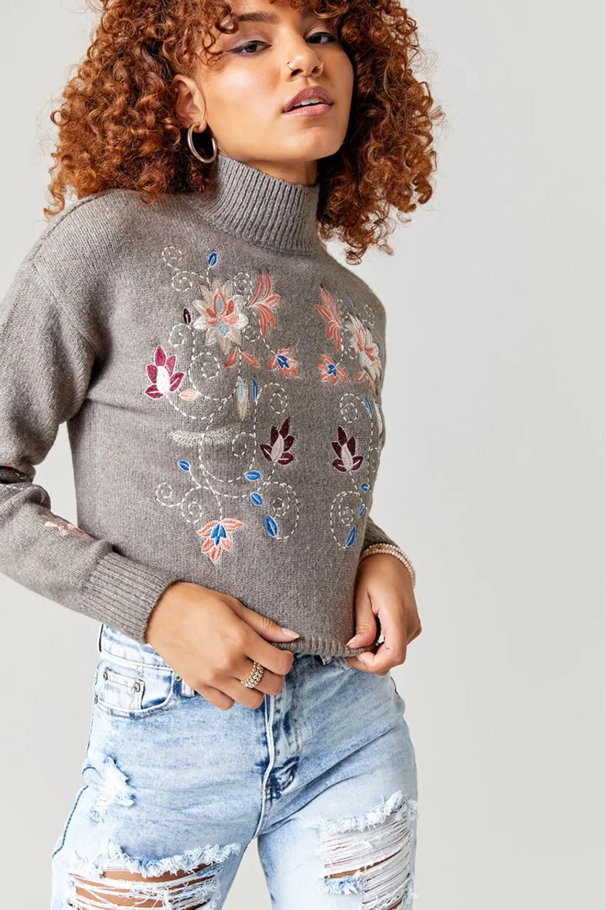 Catherine Embroidered Pullover Sweater