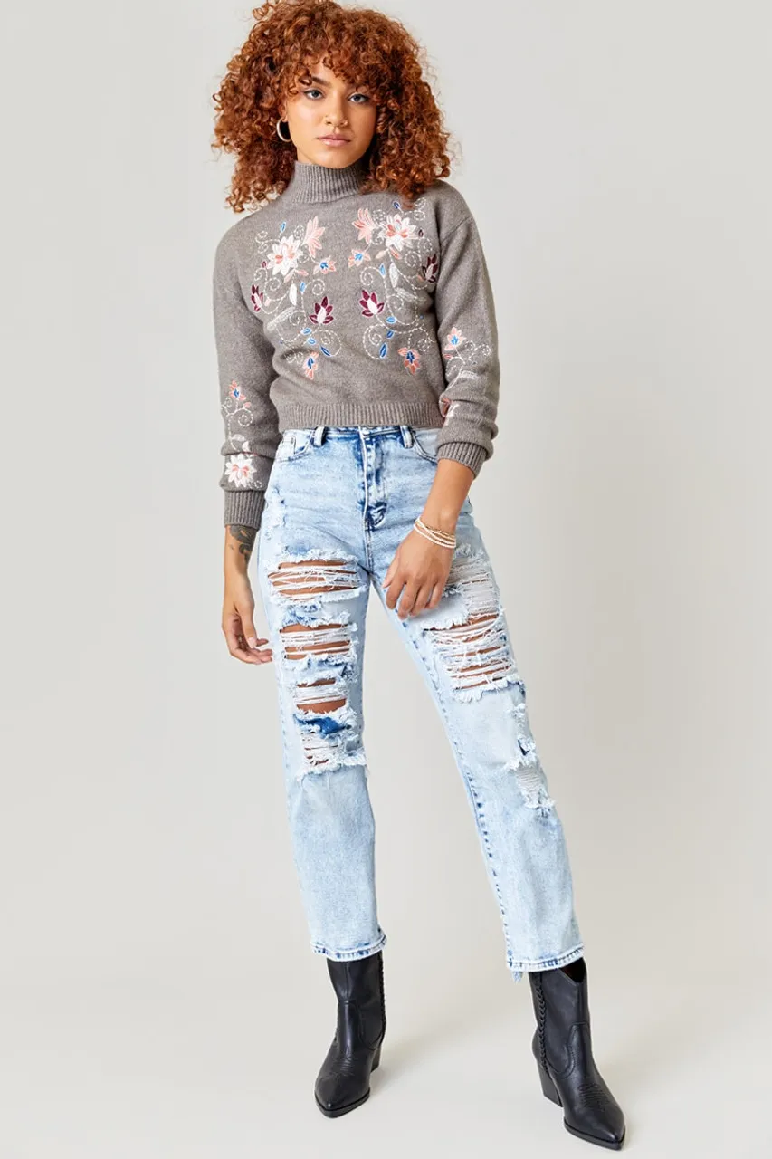 Catherine Embroidered Pullover Sweater