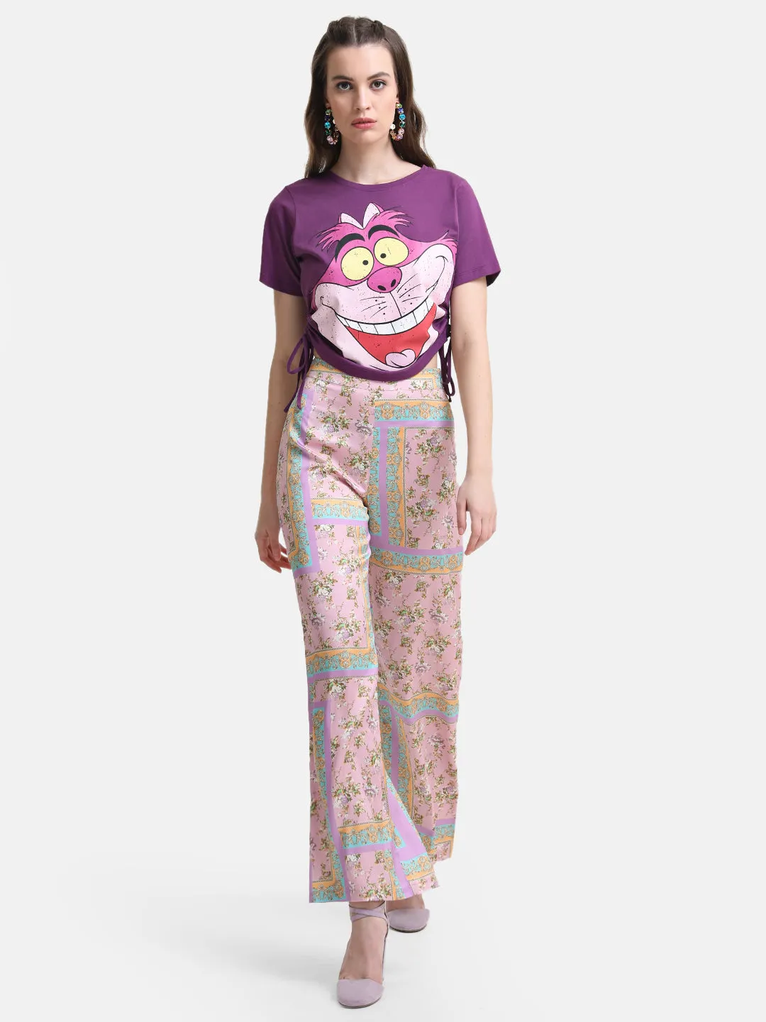 Cheshire Cat Printed Graphic Crop T-Shirt