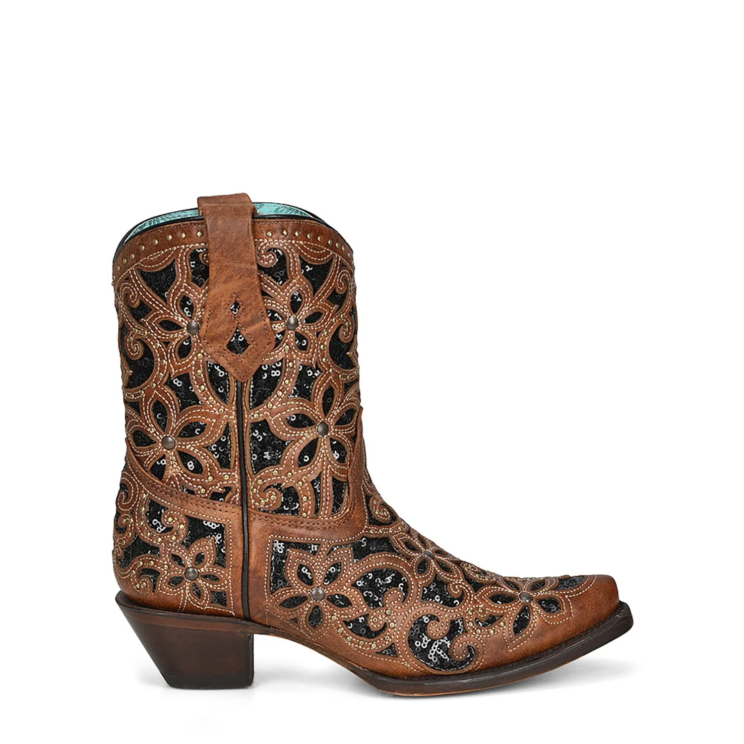 Corral Womens Glitter Inlay Cowboy Boots Leather Tan