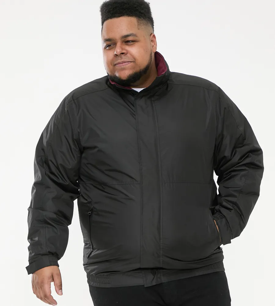 D555 Big Mens Showerproof Jacket With Fleece Lining and Packaway Hood (RUDY)