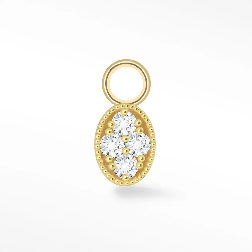 Diamond Charms Oval 14K Yellow for Permanent Jewelry