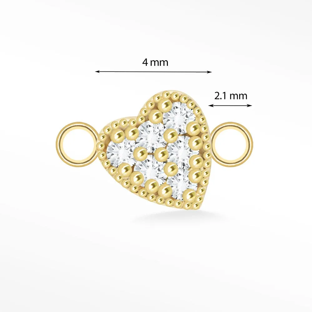 Diamond Connectors Heart 14K Yellow for Permanent Jewelry