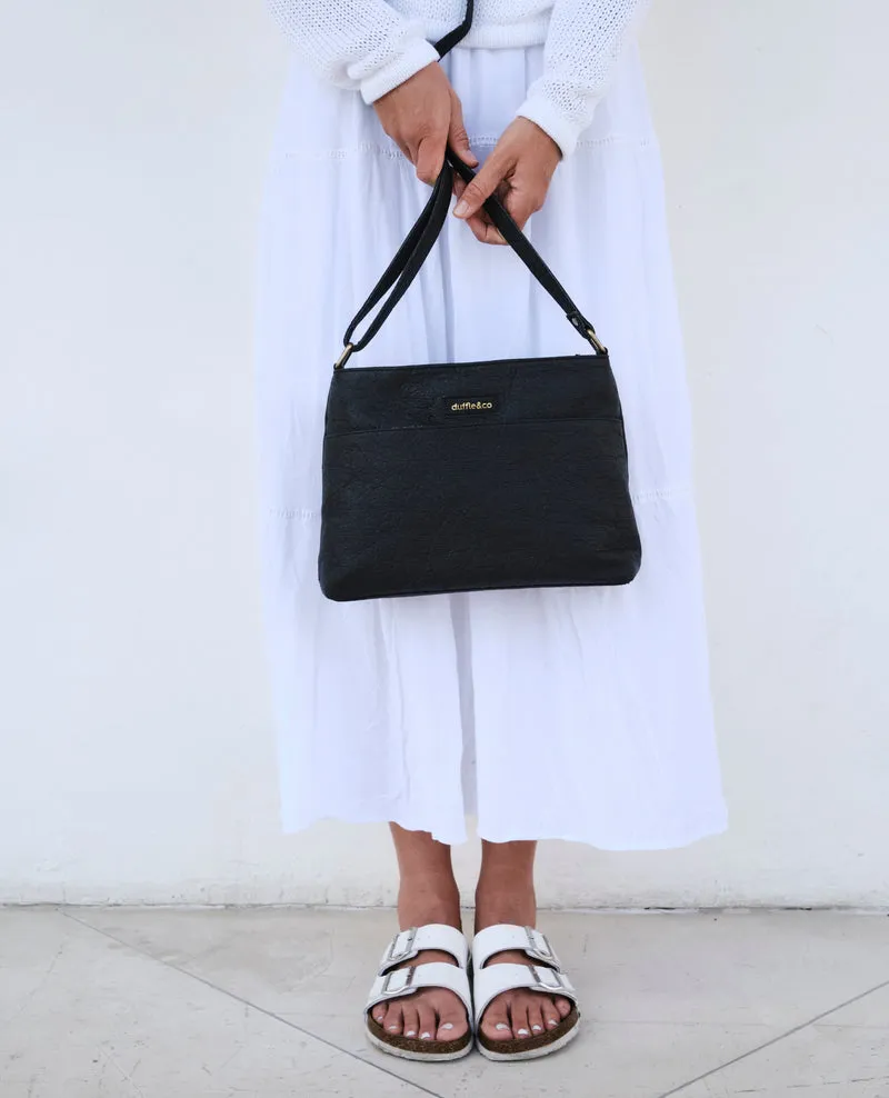 Duffle&Co: The Greta Pinatex Crossbody - Black