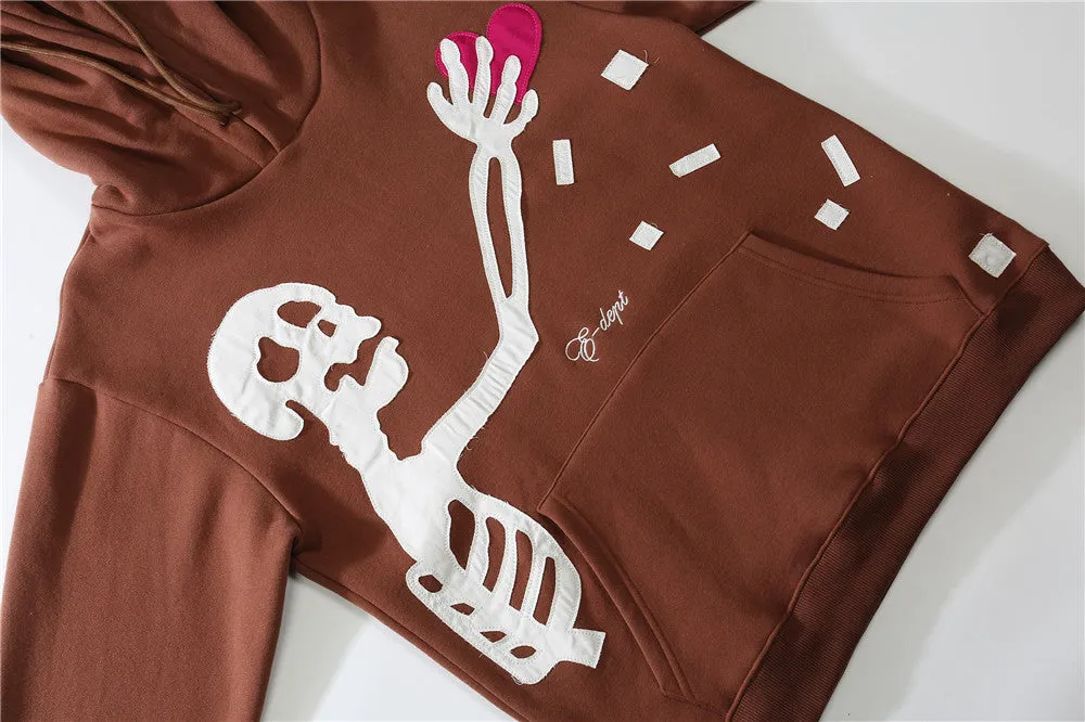 Editorial Department 'Stolen Hearts' Skeleton Patch Oversize Cotton Hoodie