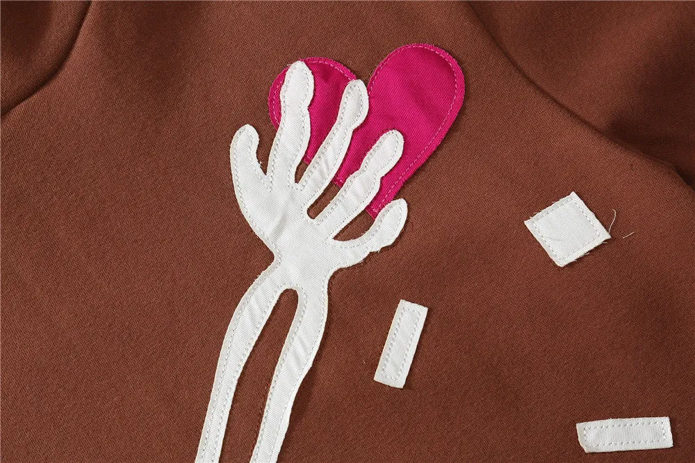 Editorial Department 'Stolen Hearts' Skeleton Patch Oversize Cotton Hoodie