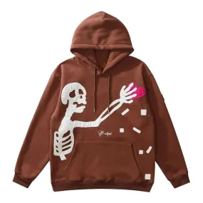 Editorial Department 'Stolen Hearts' Skeleton Patch Oversize Cotton Hoodie