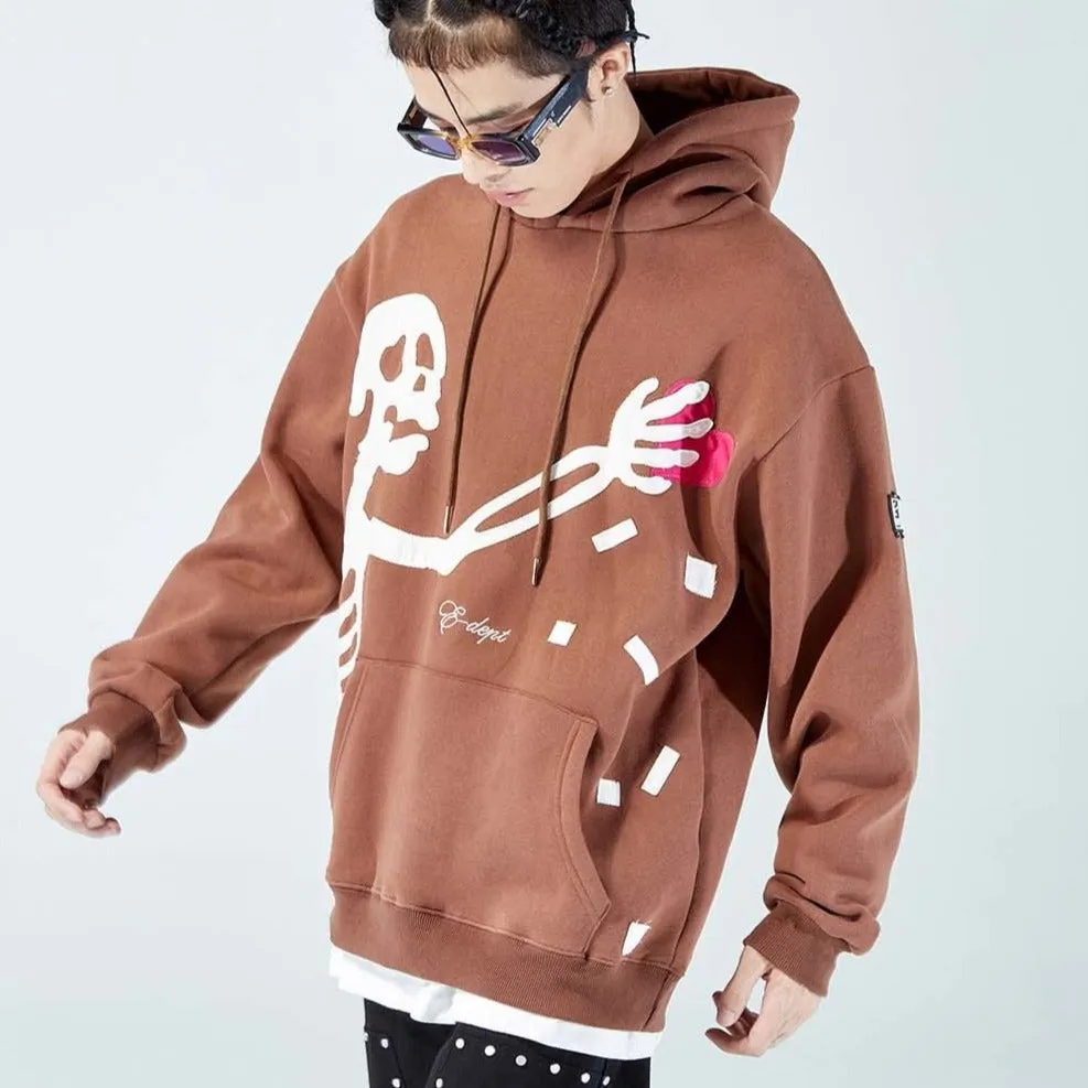 Editorial Department 'Stolen Hearts' Skeleton Patch Oversize Cotton Hoodie