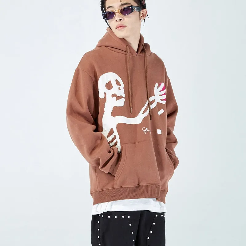 Editorial Department 'Stolen Hearts' Skeleton Patch Oversize Cotton Hoodie