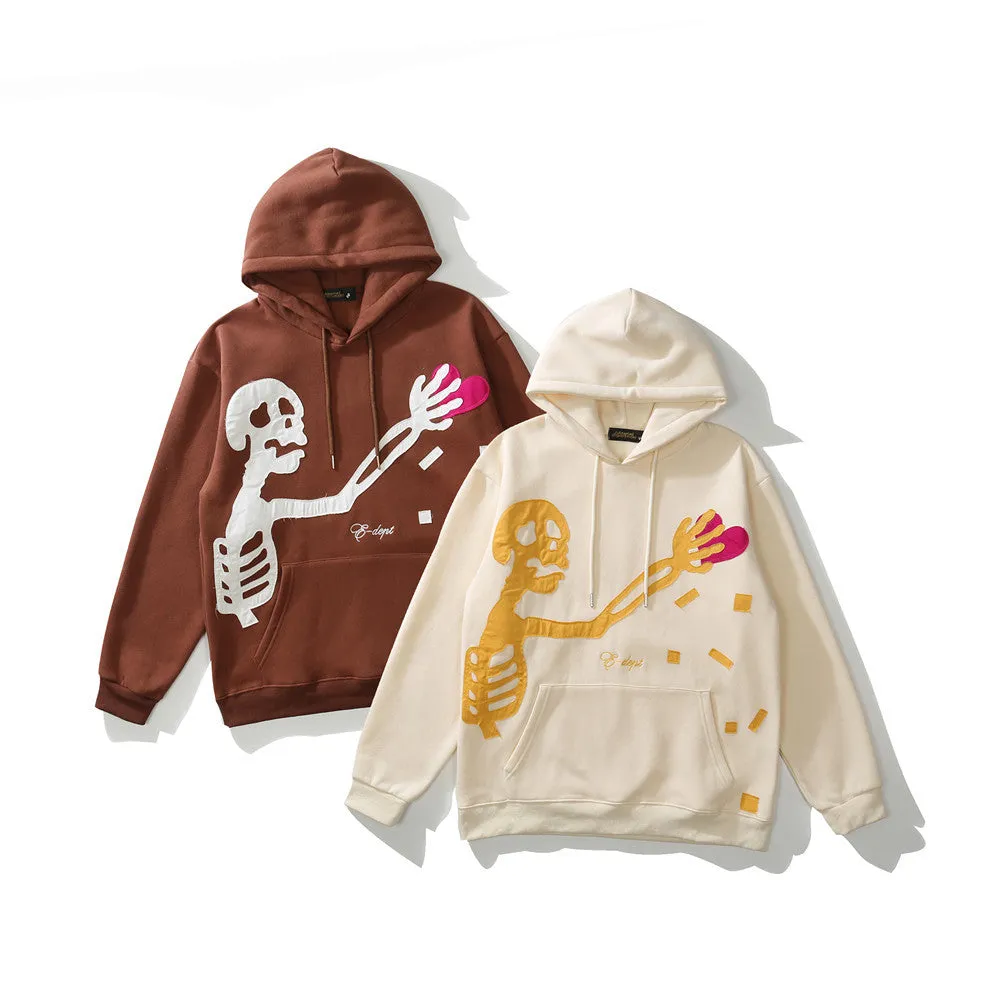 Editorial Department 'Stolen Hearts' Skeleton Patch Oversize Cotton Hoodie