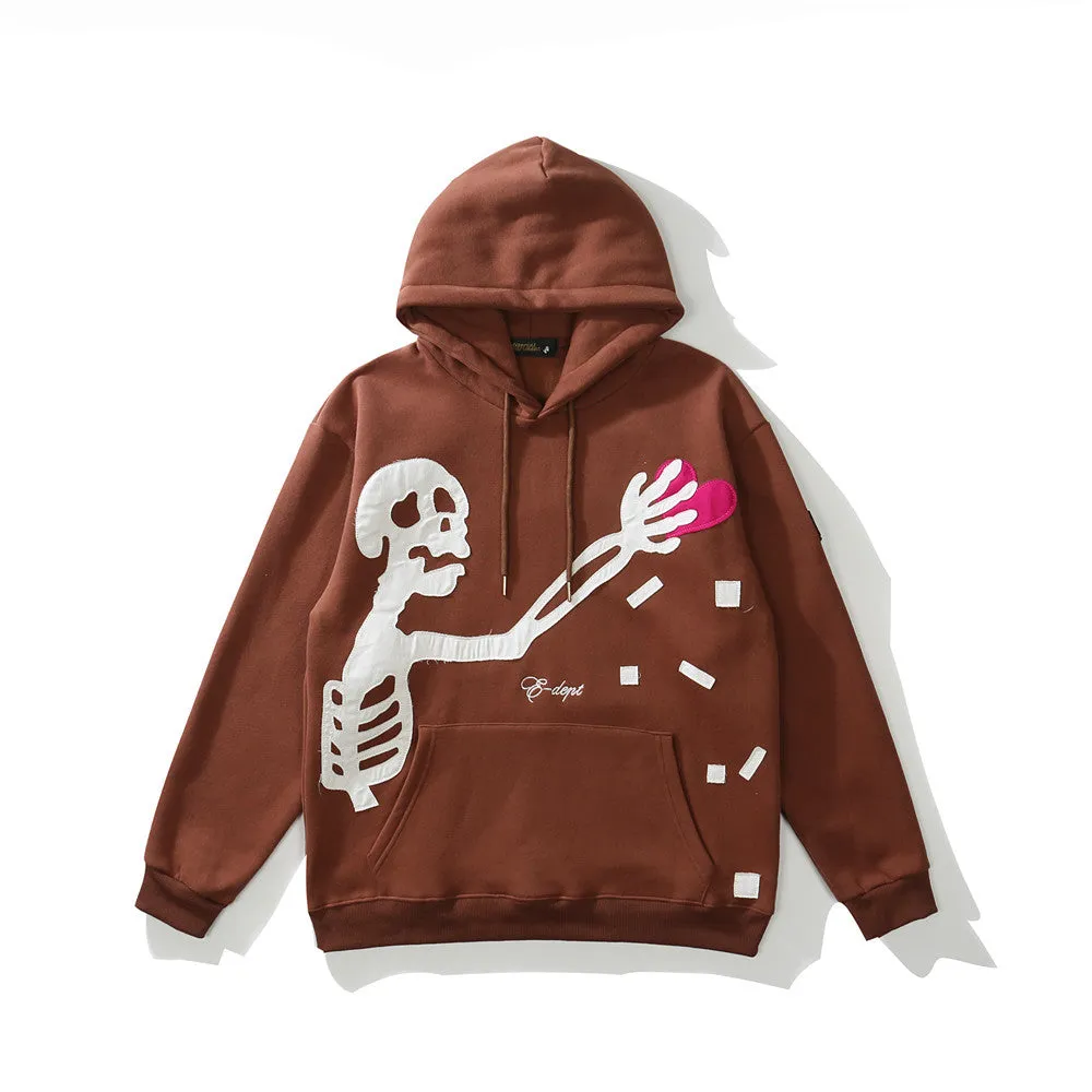 Editorial Department 'Stolen Hearts' Skeleton Patch Oversize Cotton Hoodie