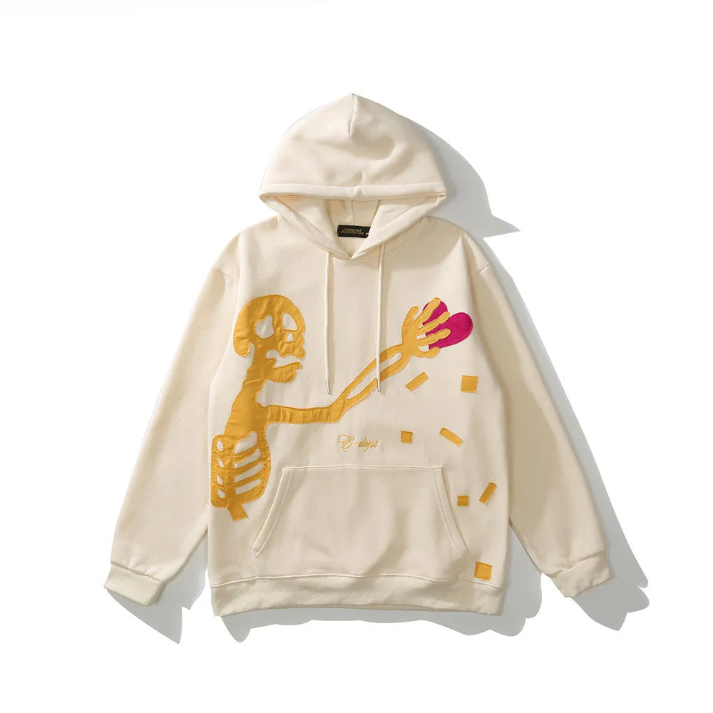 Editorial Department 'Stolen Hearts' Skeleton Patch Oversize Cotton Hoodie