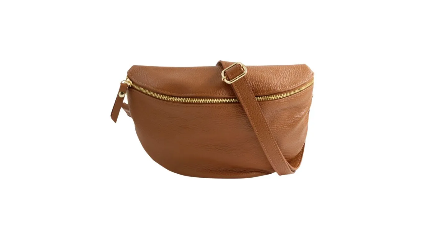 Fabucci Tan Leather Large Bum Bag