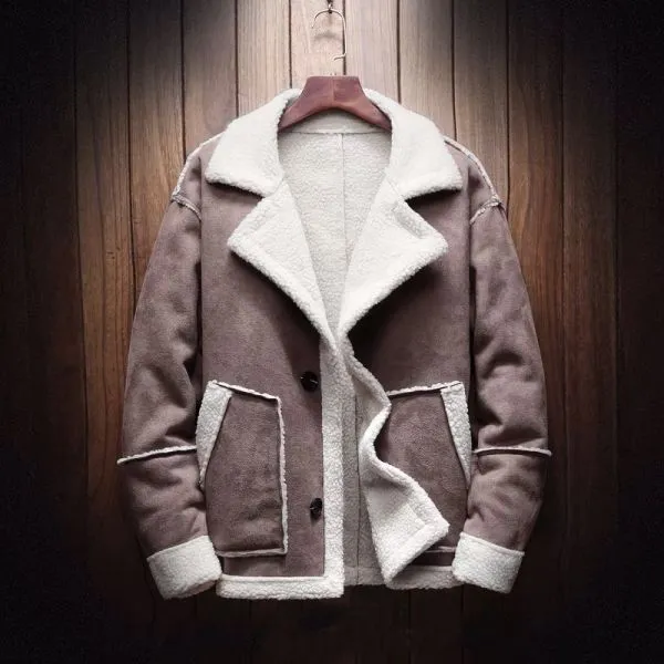 Faux suede winter coat for men