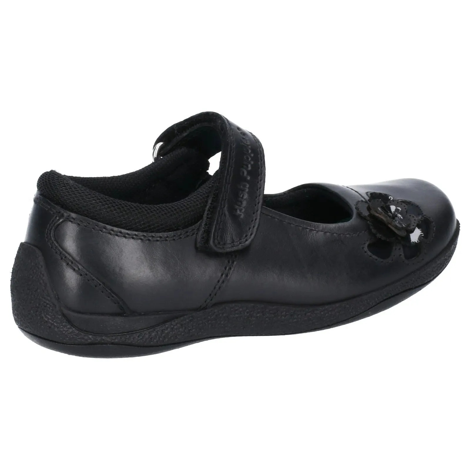 Girls Hush Puppies School Shoes Black Strap Jessica Jnr