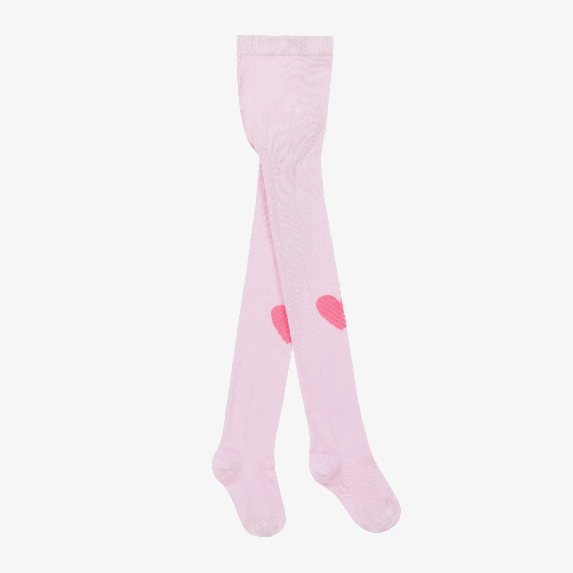 Girls Pink Cotton Heart Tights