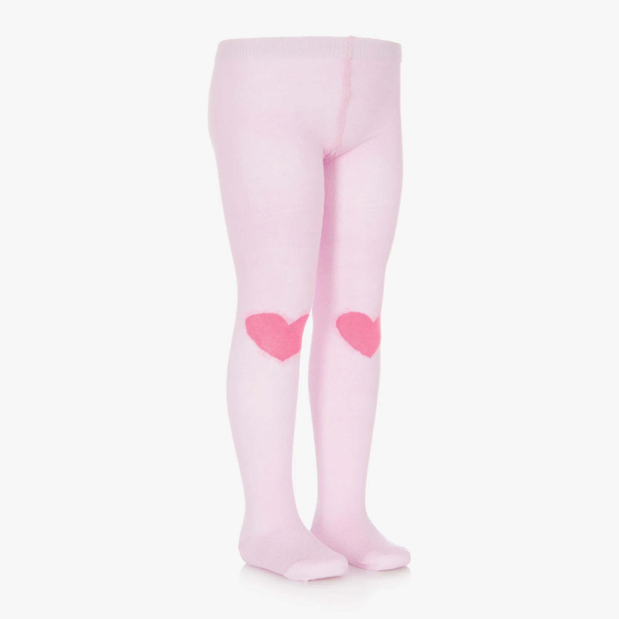 Girls Pink Cotton Heart Tights