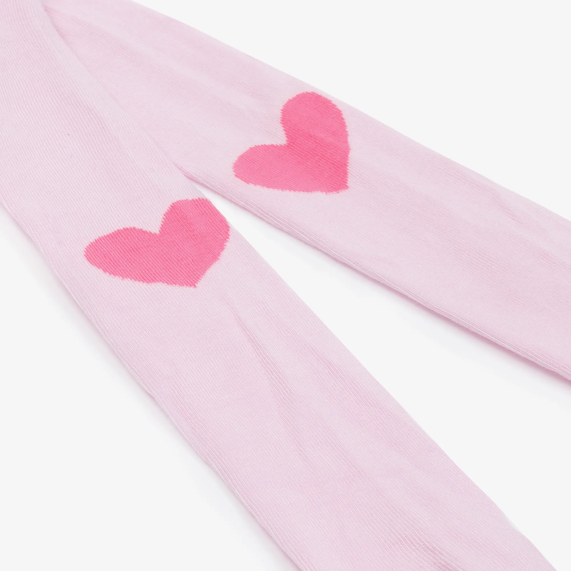 Girls Pink Cotton Heart Tights