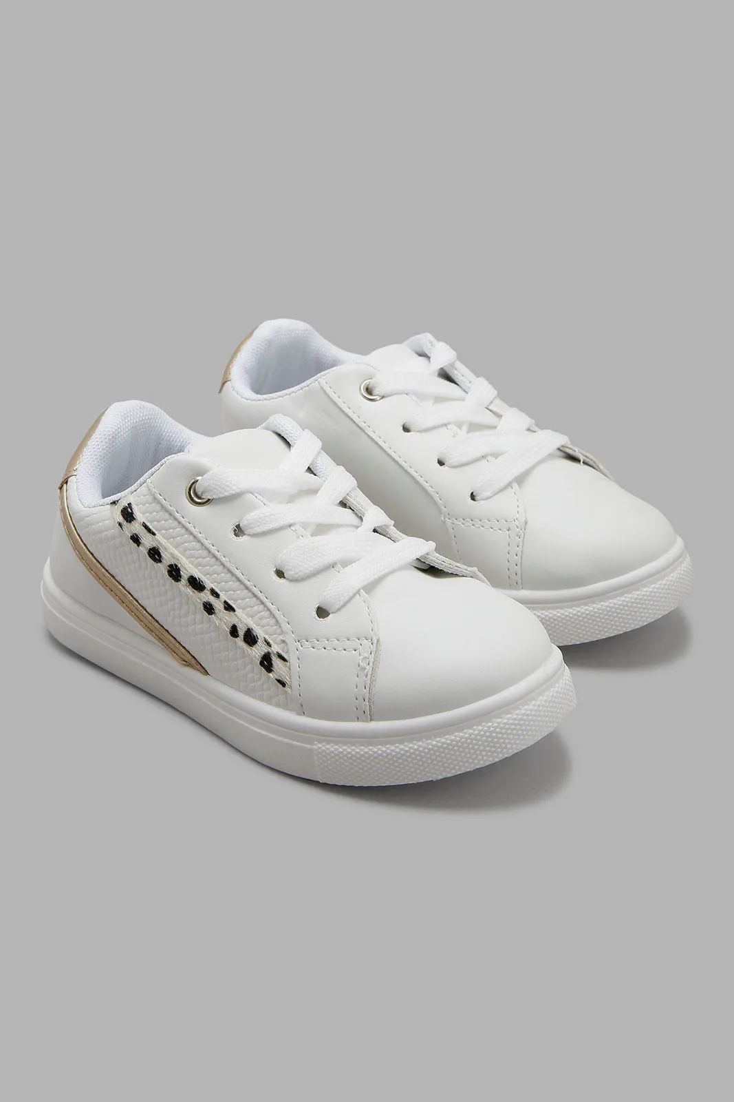 Girls White Lace-Up Sneaker