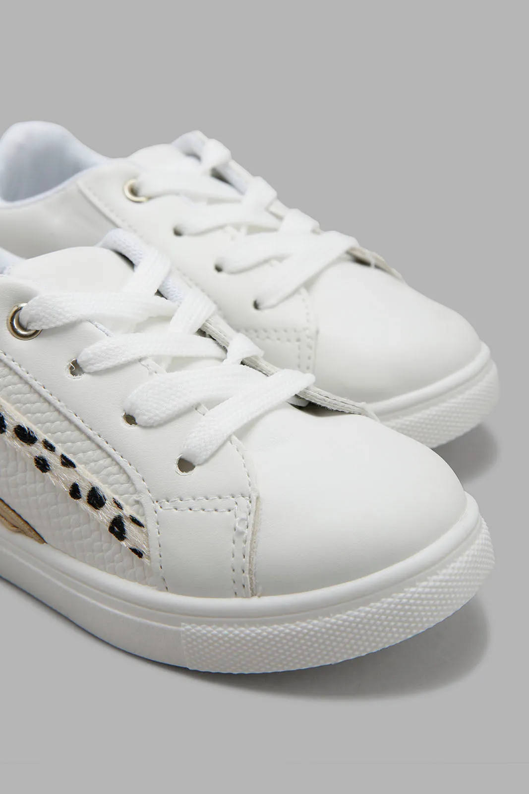 Girls White Lace-Up Sneaker