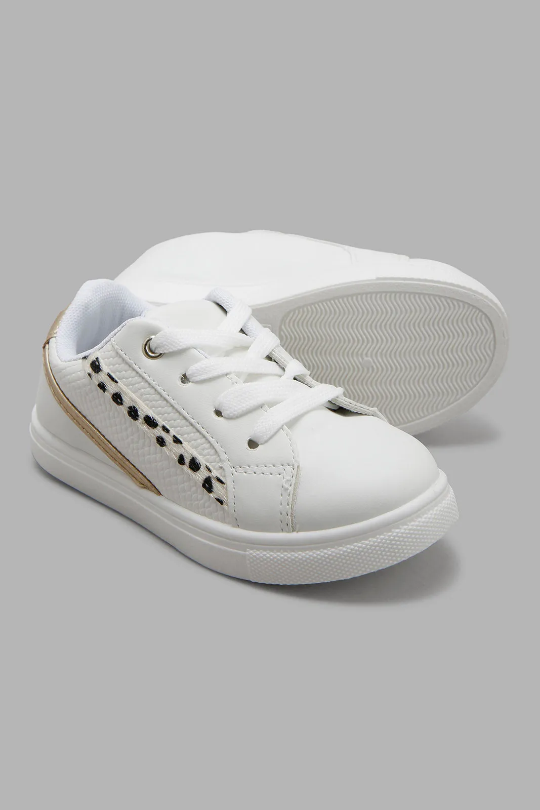 Girls White Lace-Up Sneaker