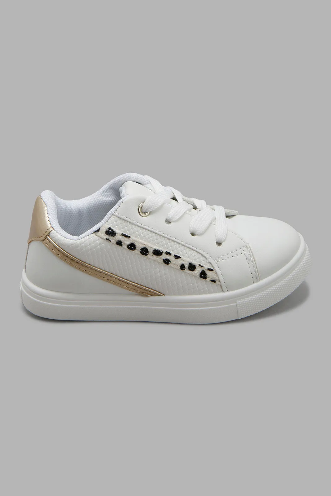 Girls White Lace-Up Sneaker